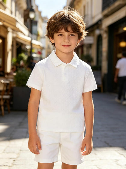 Boys Summer Clothes Texture Tops Polo Shirts Tees for Kids | 3 Piece,Boys Polo Shirts,Short Sleeve,School