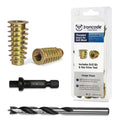 Threaded Inserts for Soft Wood, Installation Kit, Includes 1/4-20 x 25mm Thread Inserts (15pcs), Drill, Drive Tool