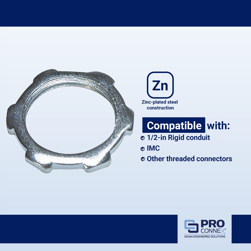 Sigma ProConnex 1/2" Rigid Conduit Locknut, 20-Pack