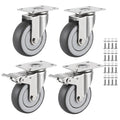 4 Inch Caster Wheels Set of 4 Heavy Duty Swivel Casters Includes Mounting Hardware 1320 Lbs Load Capacity Quiet TPE