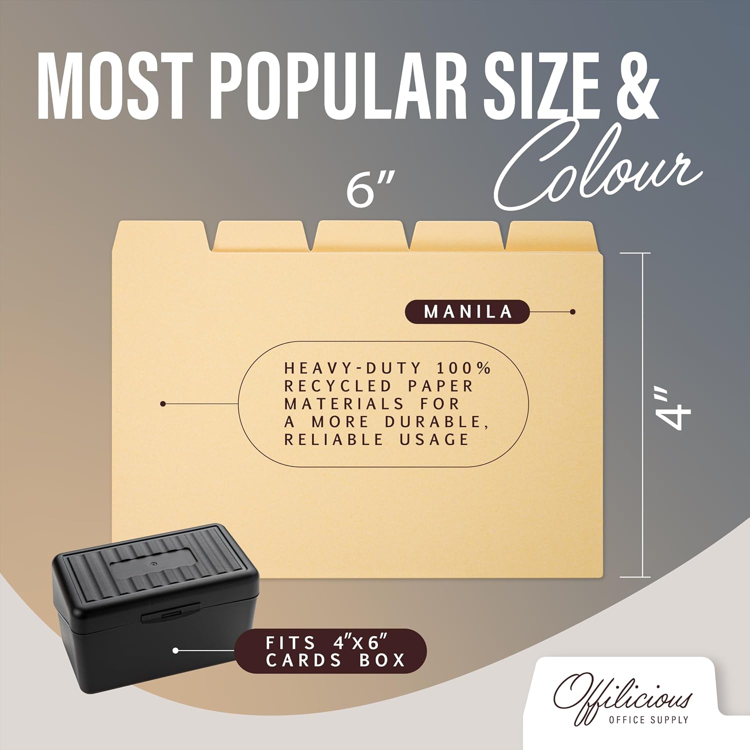 4x6 Index Card Dividers with Tabs, Recipe Card Box Organizer Dividers 4 x 6 | 25 Heavyweight 4x6 Dividers With Tabs