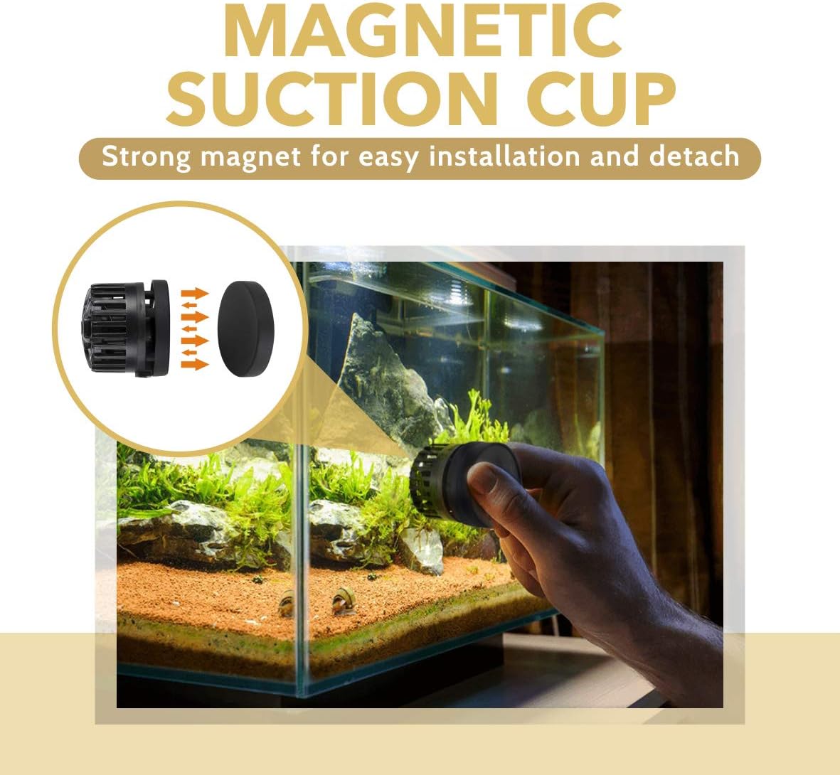 Mini Wave Maker Aquarium Magnetic DC Powerhead with LED Display Controller for Saltwater Tank, 1600 GPH Aquarium