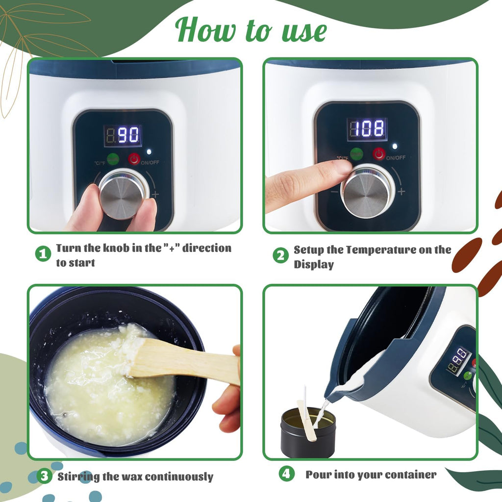 4lb Soy Wax Melt Kit with Digital Wax Melting Pot, | Soy Candle Maker Set with Wax Melter, Wicks, Wick Holders, Wick