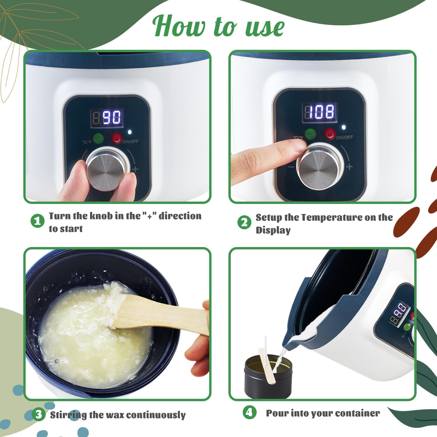4lb Soy Wax Melt Kit with Digital Wax Melting Pot, | Soy Candle Maker Set with Wax Melter, Wicks, Wick Holders, Wick