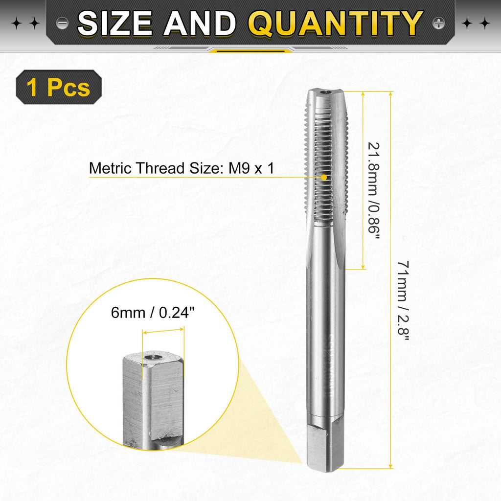 uxcell Hand Plug Tap M9x1 H2 Metric Thread Plug Style Taps HSS6542