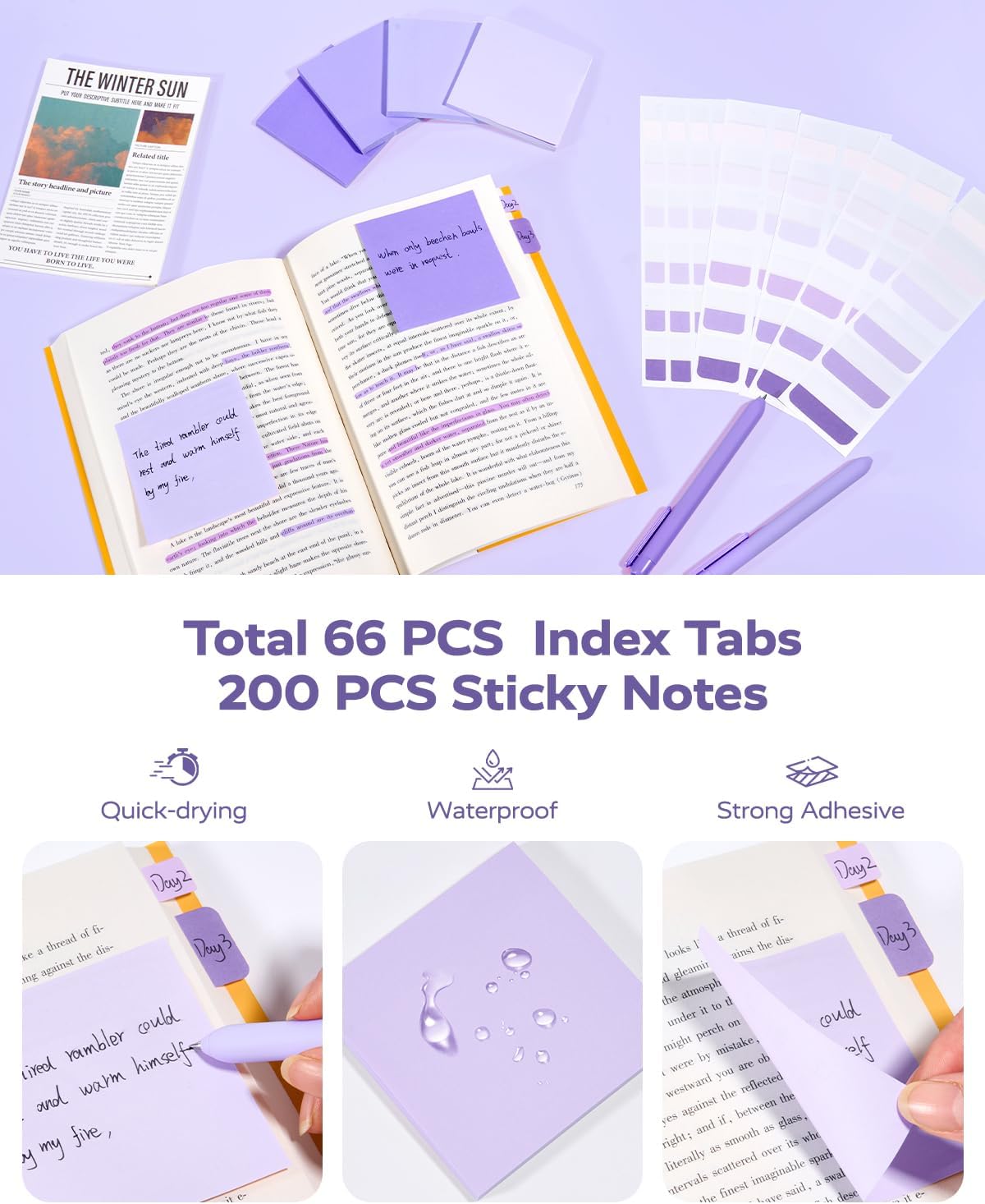 Aesthetic Purple School Supplies Kit with Case for Girls | Back to School Stationery Set with Pens, Highlighters