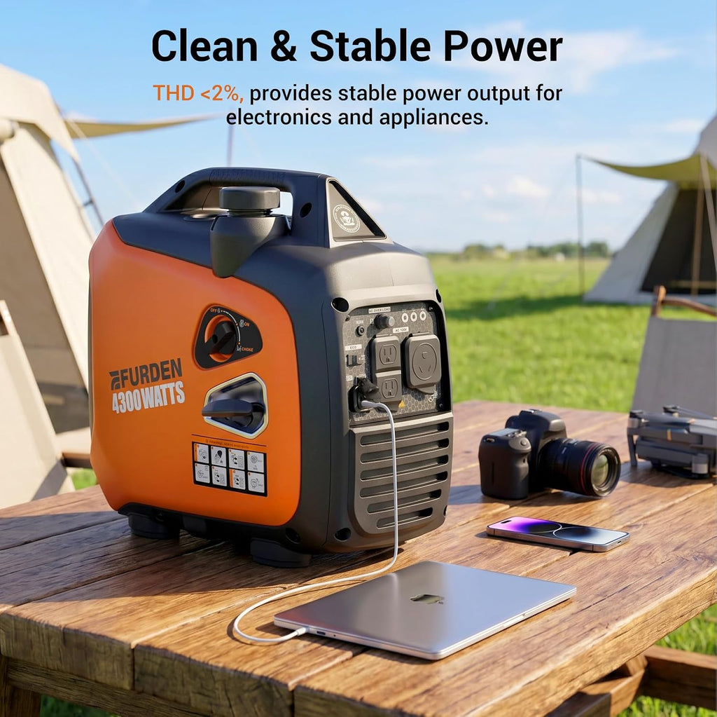 4300 Watts Portable Inverter Generator, Gas Generator for Outdoor Camping, Home Use, 30A RV Ready, 45 Lbs, EPA Compliant