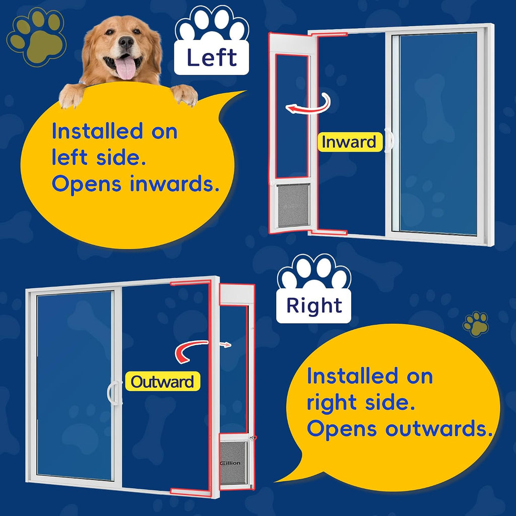 Large Dog Door for Sliding Glass Door,Openable Pet Door for Sliding Glass Doors, All-Metal Framed & Panel & Lock
