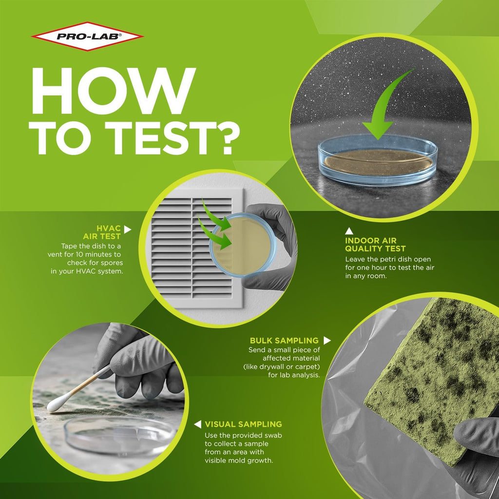 DIY Mold Test Kit - 1 LAB FEE Included (3 Test Methods: Air, Surface, Bulk.) AIHA Accredited Lab Analysis, Expert
