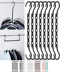 Space Saving Hangers, 8 pcs, 360° Rotating Hooks, Magic Cascading Hanger Organizer with 5 Enclosed Slots, Closet