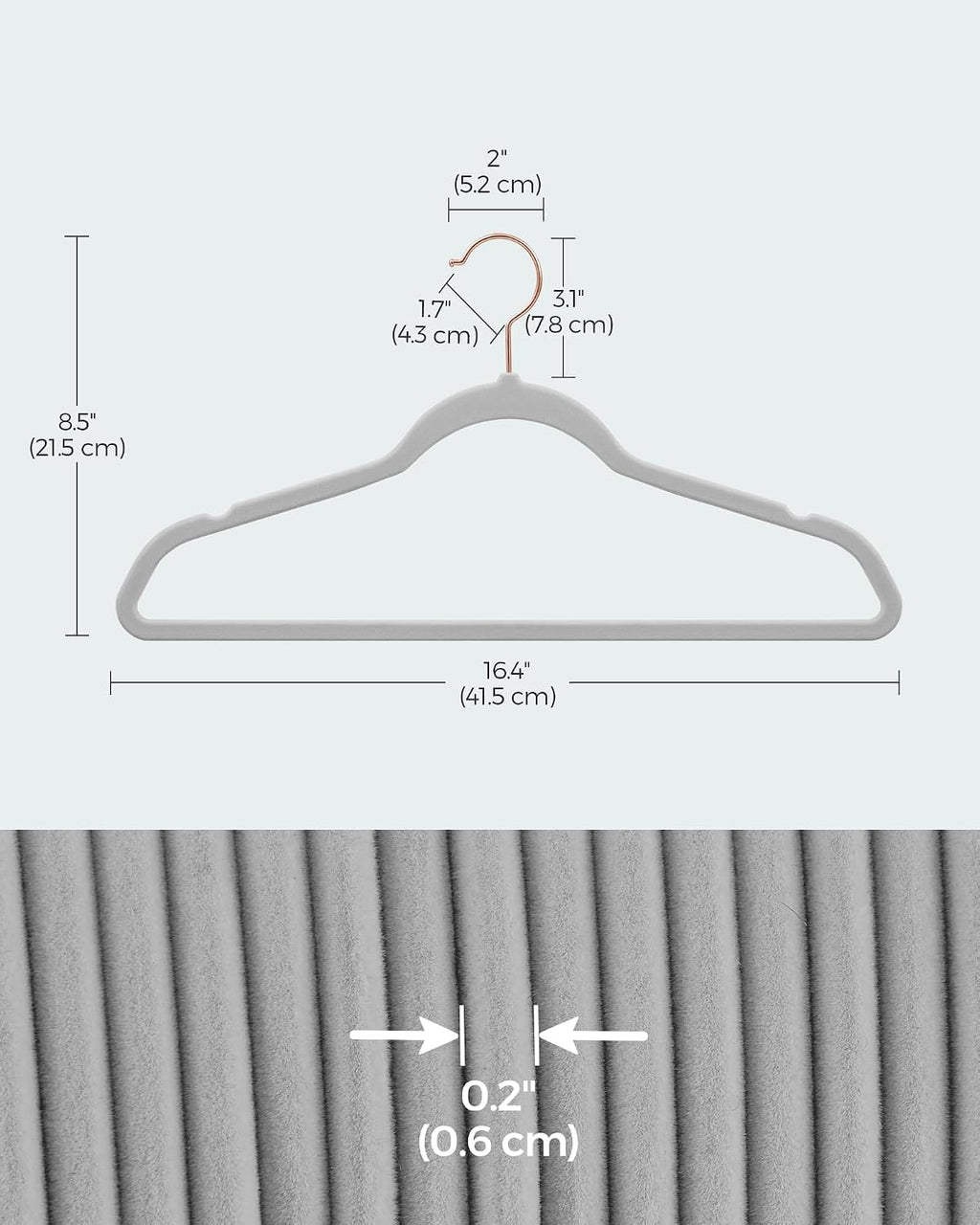 Slim Velvet Hangers, Non-Slip Clothes Hangers with Rose Gold Swivel Hooks, Space-Saving