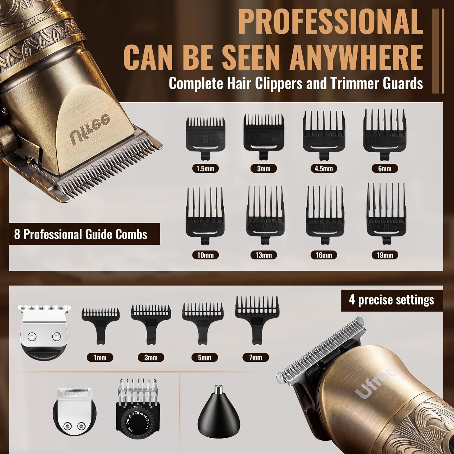 Beard Trimmer, Hair Clippers Mens Shaver Electric Razor, Hair Trimmer for Men Cordless Barber Clippers and Trimmers