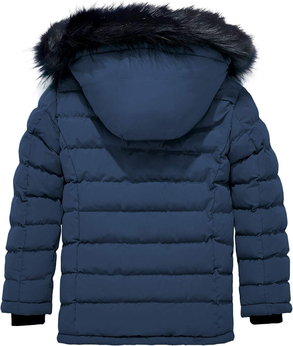 Girls' Puffer Jacket Soft Fleece Lined Warm Hooded Winter Coat | Waterproof 3000mm,Windproof,Removable Faux Fur