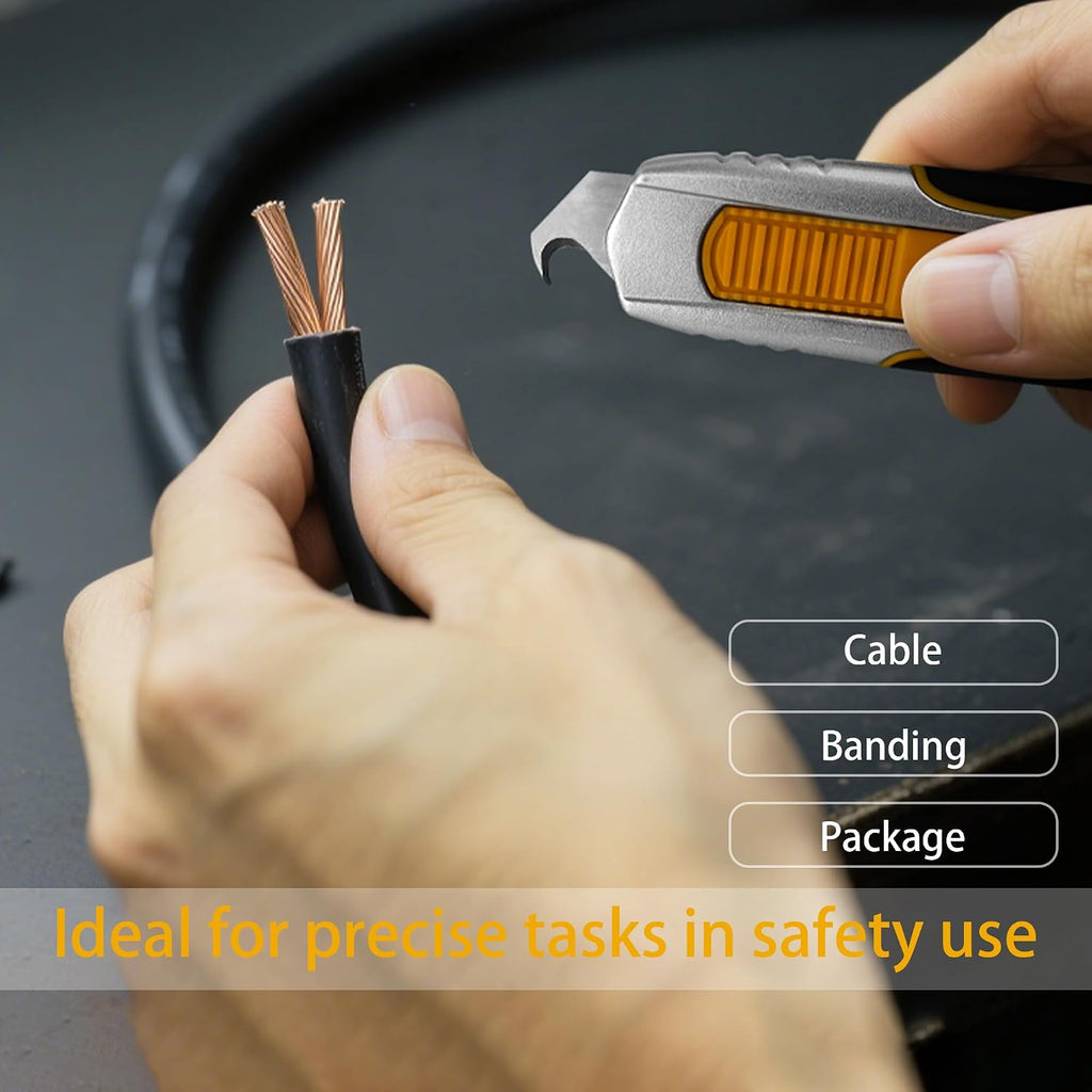 Dual Blade Safety Utility Knife Auto Retractable Box Cutter with Blade Storage, Extra 10 PCS Utility Blades & 10 PCS
