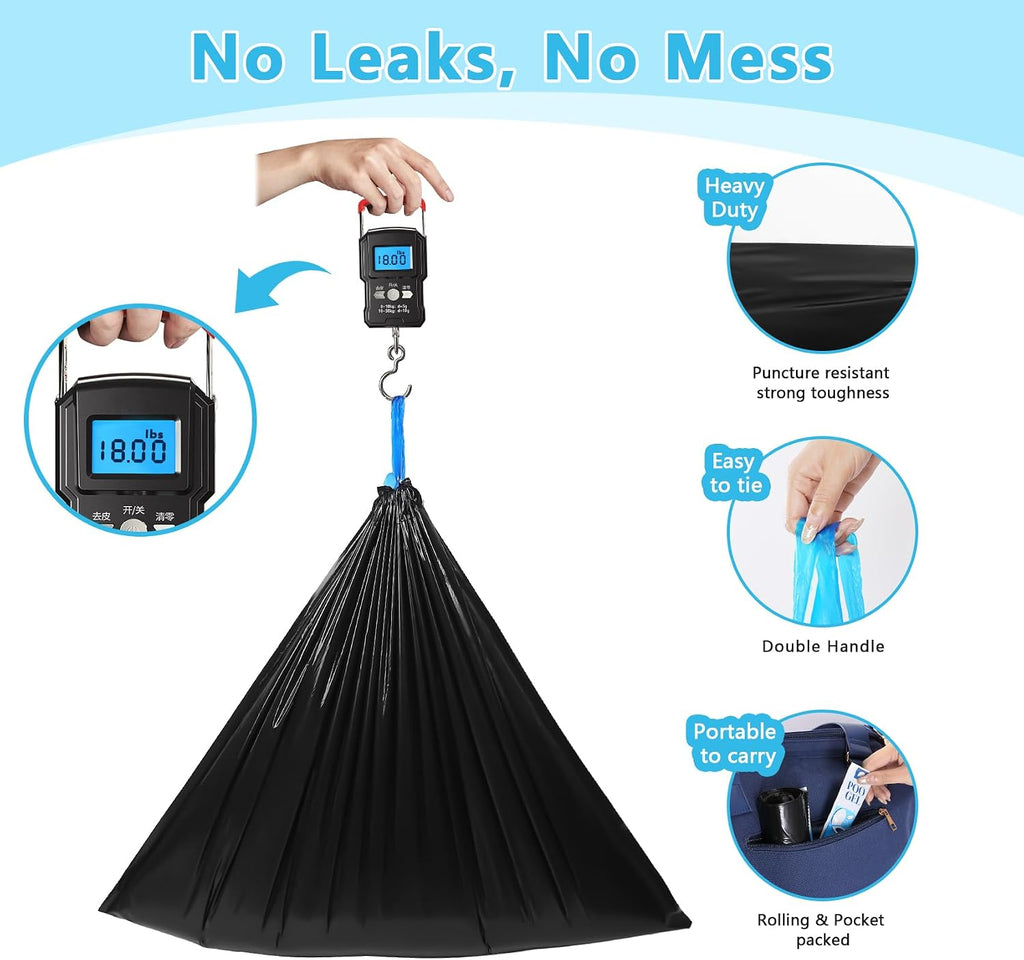 Portable Toilet Bags Poo Waste Gel Set, 30 Count 10 Gal Camping Toilet bags with drawstring and 30 Pack 0.53 Oz each