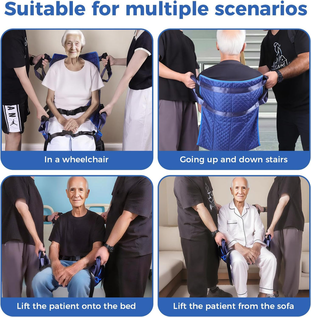 Heavy - Duty Wheelchair Transfer Pad - 260 LBS Capacity, 8 Sponge Handles, Oxford Fabric - Patient Lift Transfer Mat