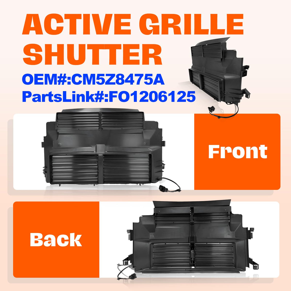 CarPartsDepot Front Active Grille Shutter for 2012-2014 Ford FOCUS