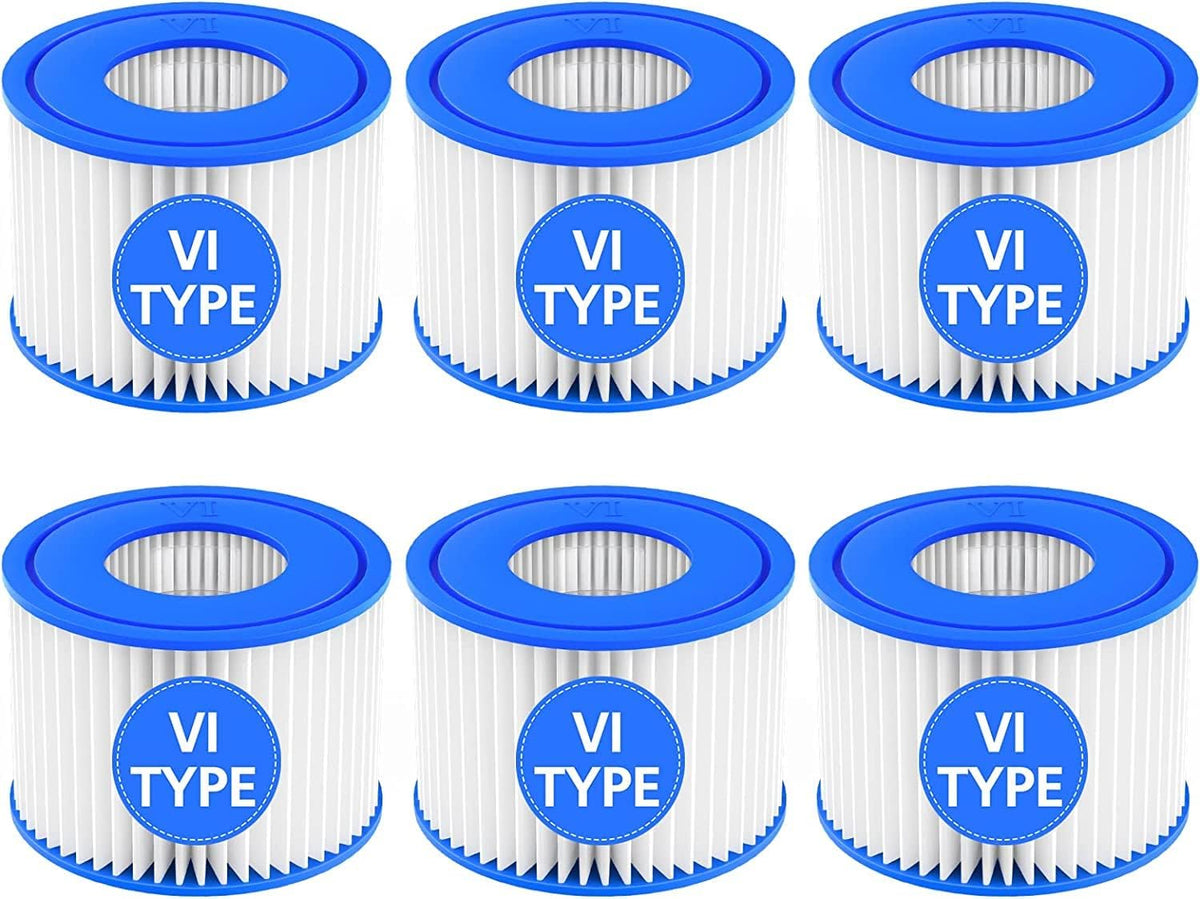Hot Tub Filter Cartridge Size VI Compatible with Lay-Z-Spa, Coleman SaluSpa 90352E 58323, 6 Pack