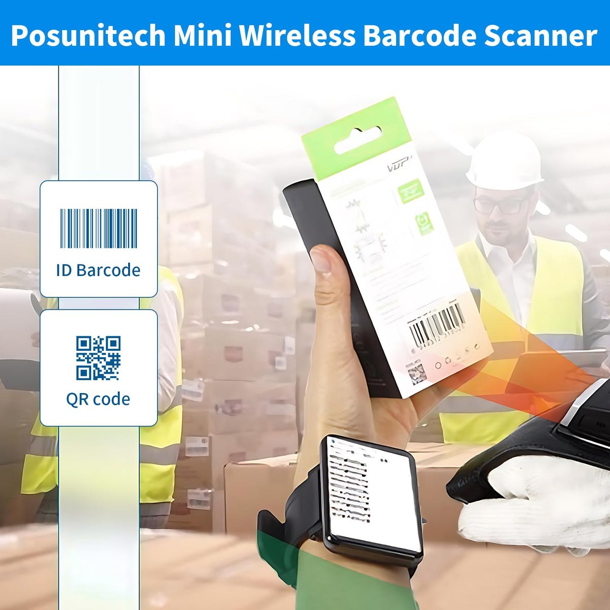 Glove Barcode Scanner 2D GS02 Wearable Zebra SE4107 Reader IP65 Touch Scanning NFC Support Multi-Language for