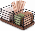 Sugar Packet Holder for Coffee Bar, 3 Slot, Wood Wire, Rustic Black
