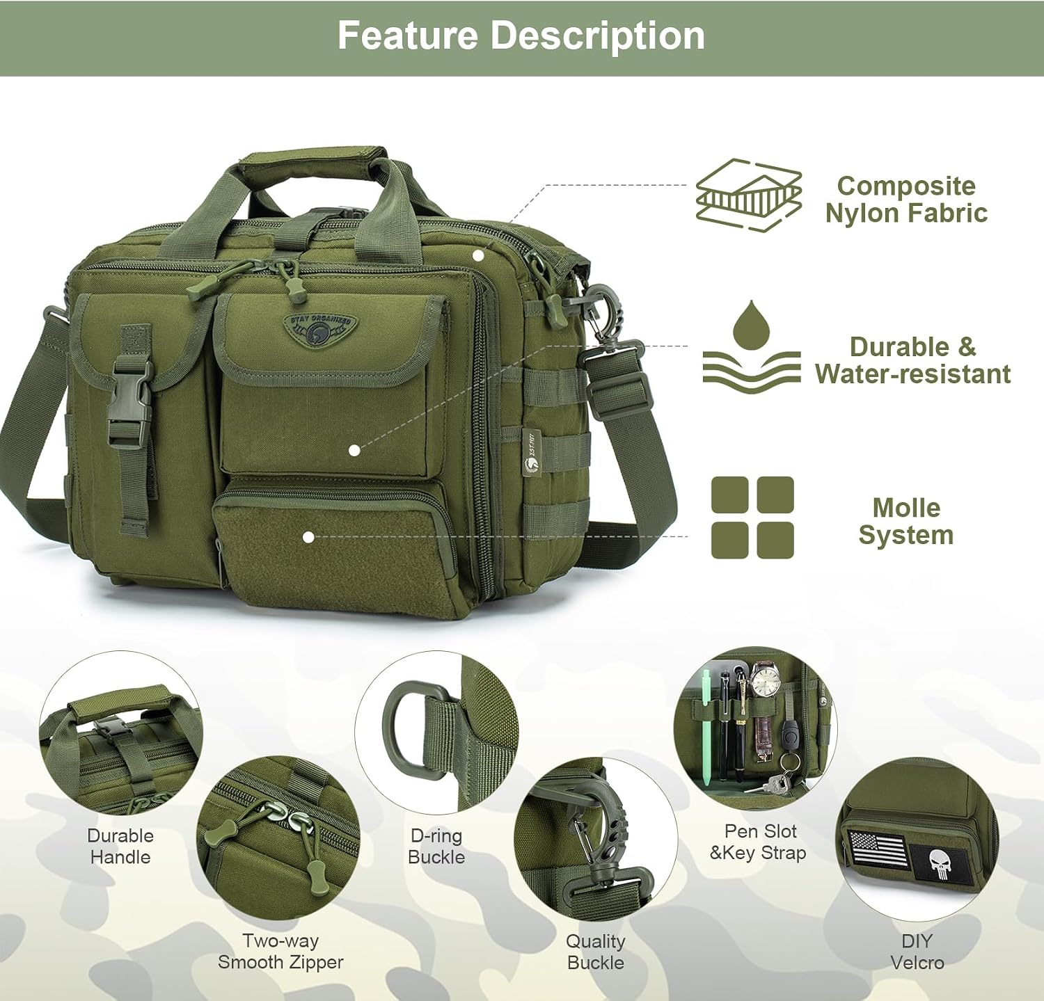 Tactical Messenger Bag,Tactical Briefcase for Man Military Laptop Bag 14 Inch/15.6 Inch /17.3 Inch Messenger Work Bag