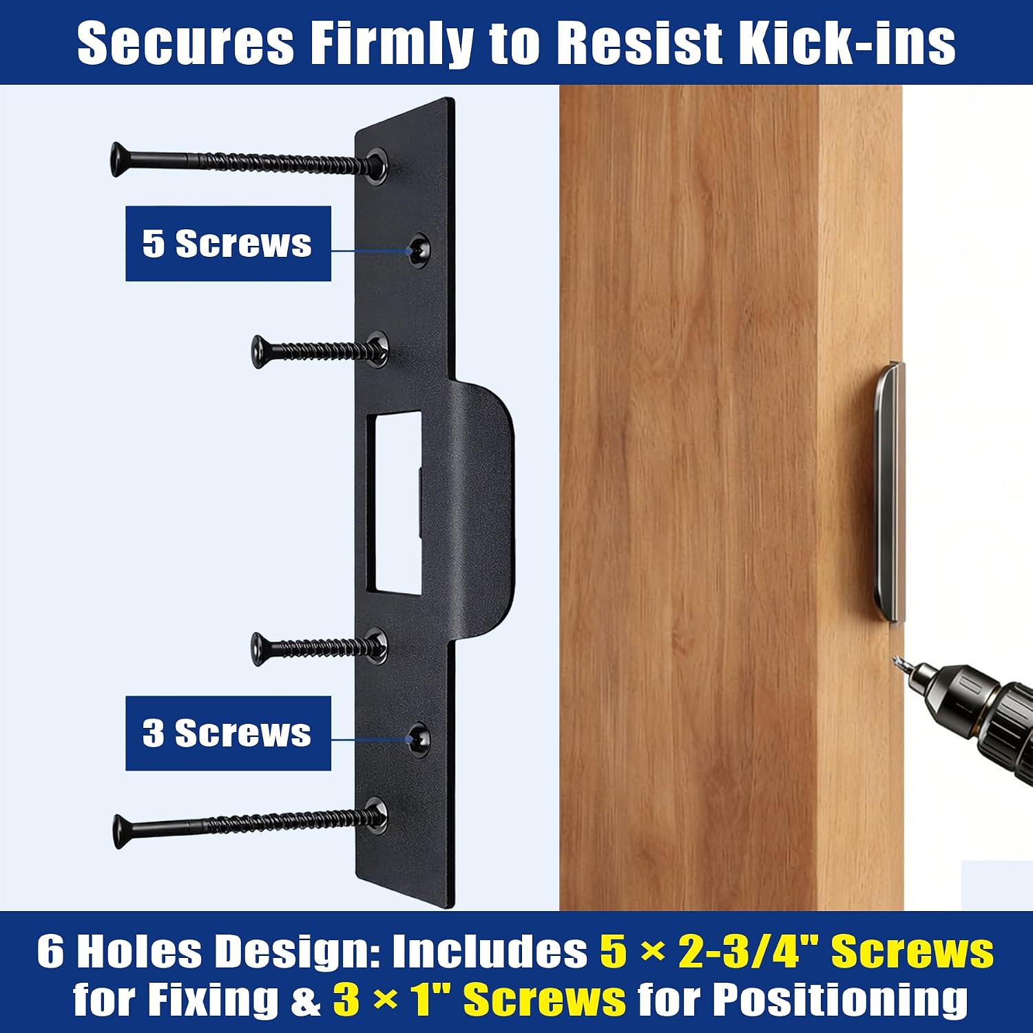 7 Inch Extra Long Door Strike Plate, Heavy Duty Metal Frame Repair Plate | Extended Height Security Plate with Long
