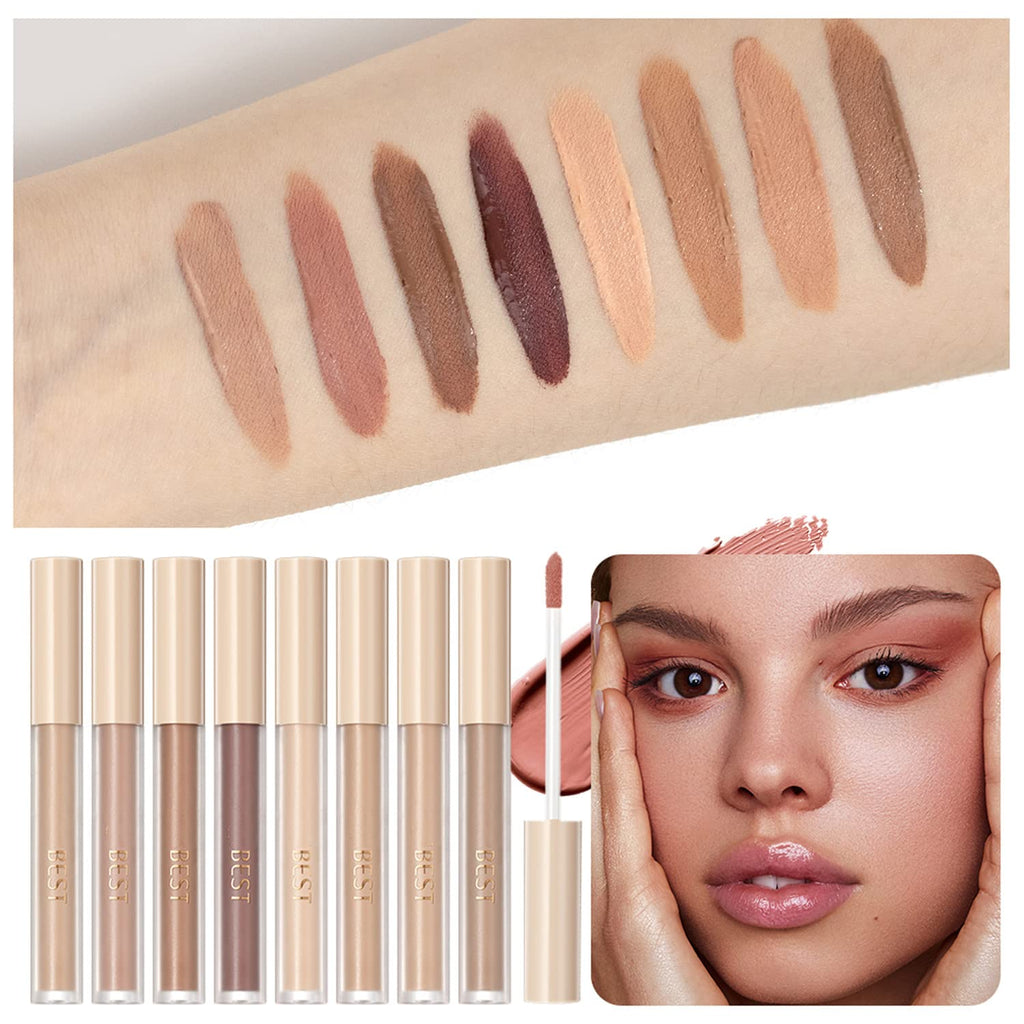 Matte Liquid Eyeshadow - 8 Neutral Nude Colors, Smooth Creamy Finish, Waterproof, Long Lasting