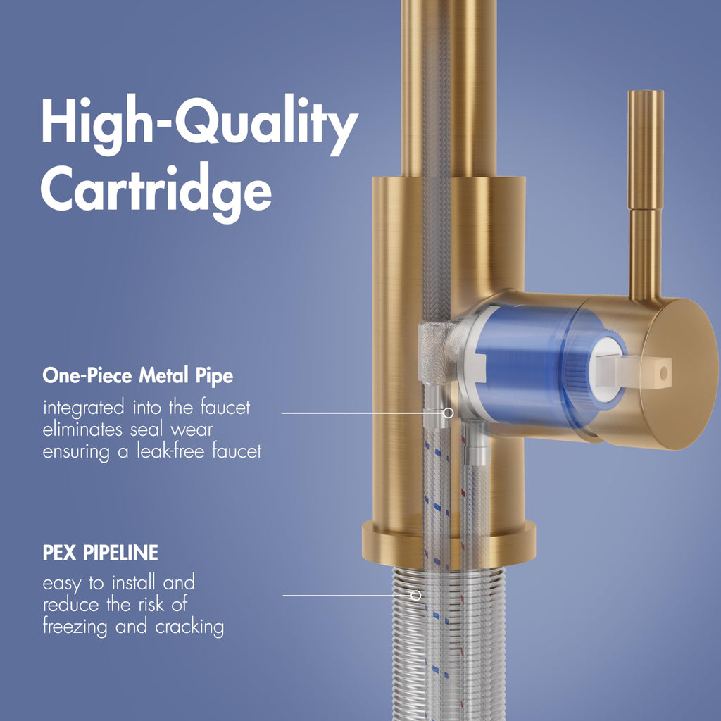 Kitchen Faucet with Pull Down Sprayer Brushed Gold