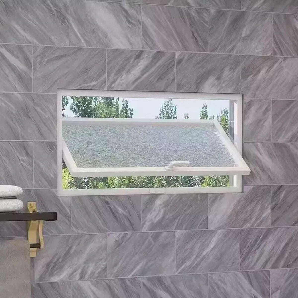 Aluminum Alloy Frame Hopper Window,Bathroom Window, 360Rotation Energy Efficient Replacement Window for Garage