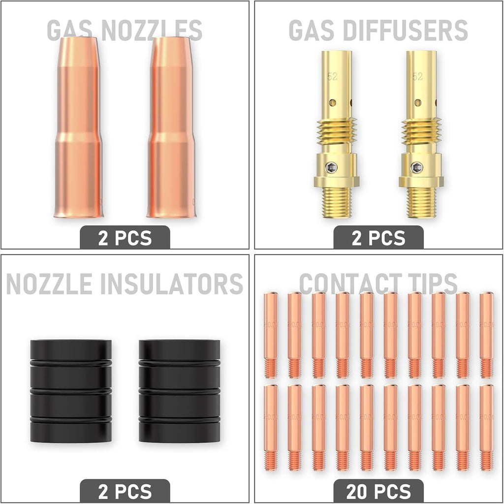 YESWELDER MIG Welding Gun Kit, 0.045" Tip-Nozzle-Diffuser-Adapter