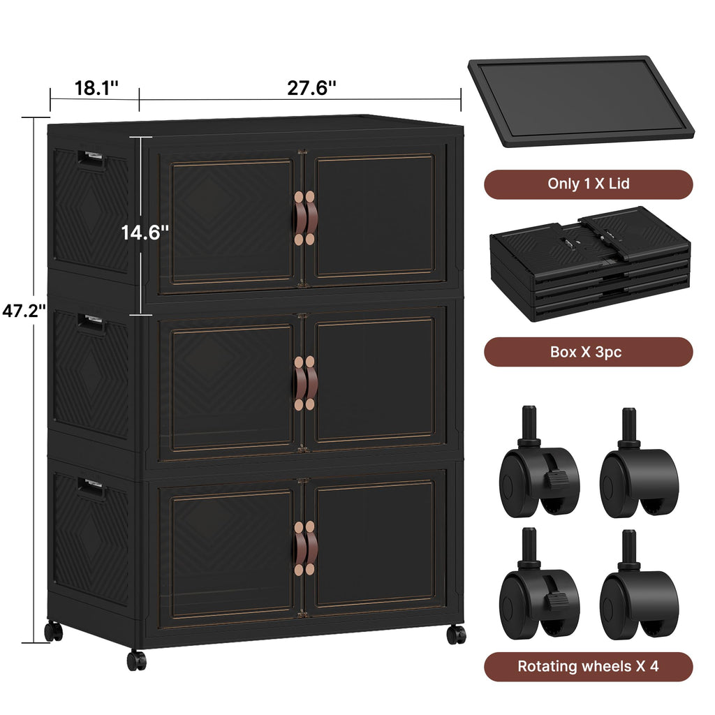 840QT Extra Large Stackable Storage Bins with Lids & Wheels