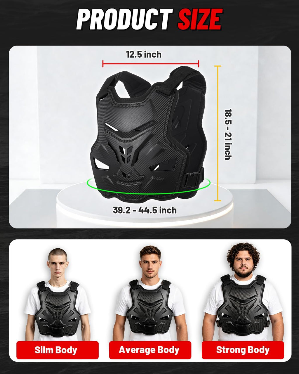 Adult Chest Protector, Upgraded Lightweight Dirt Bike Body Armor with Adjustable Straps, Impact Resistant Motorcycle