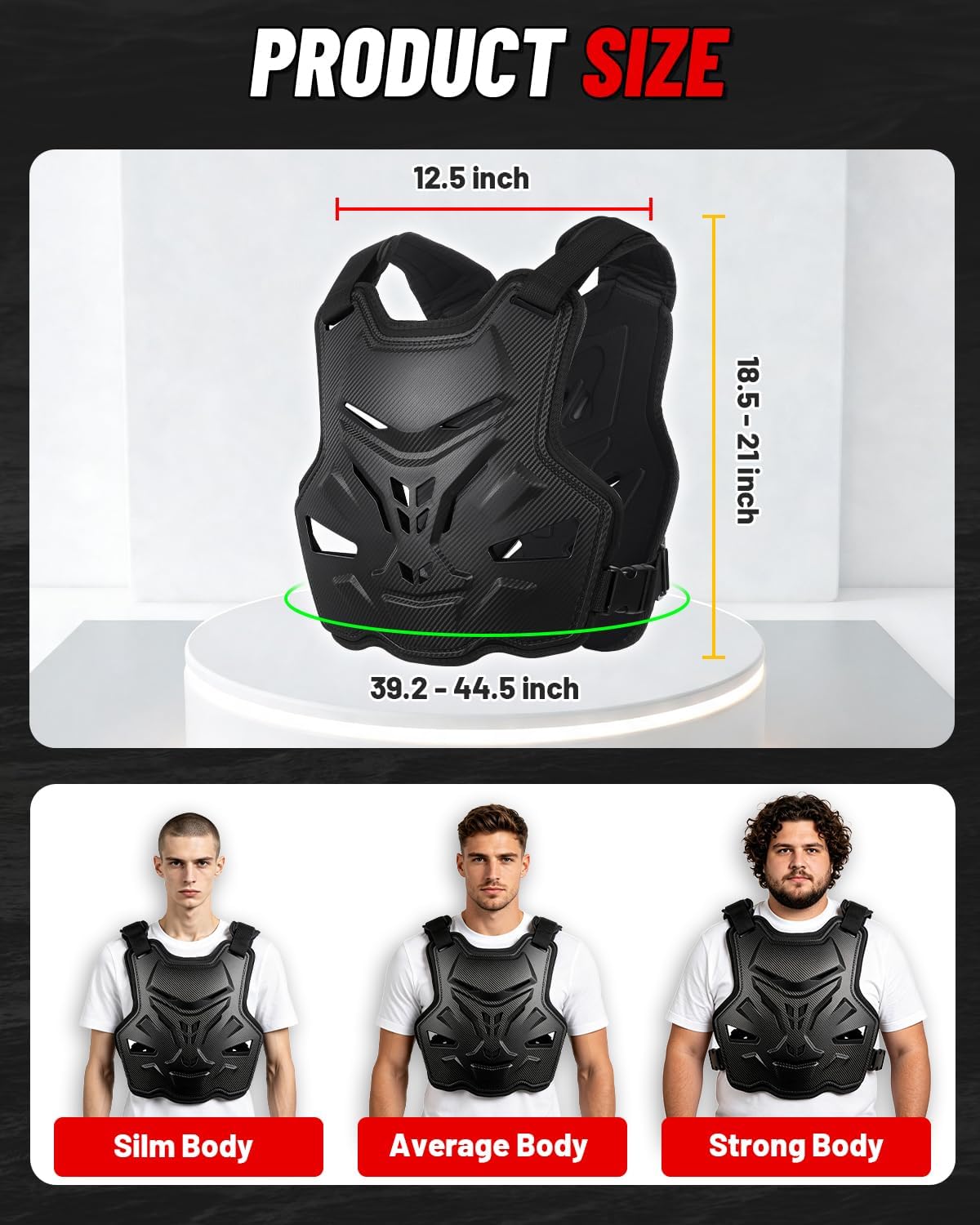 Adult Chest Protector, Upgraded Lightweight Dirt Bike Body Armor with Adjustable Straps, Impact Resistant Motorcycle