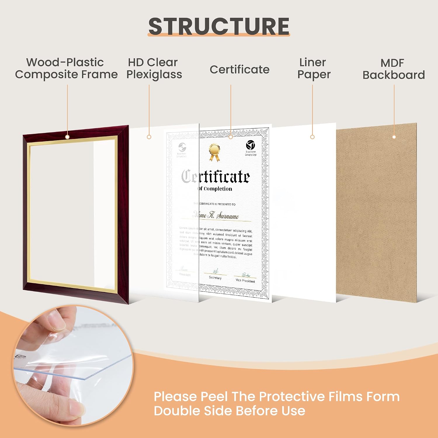 8.5 X 11 Certificate Frames Mahogany&Gold, High School College Diploma Frame Document Frame For Wall Display and