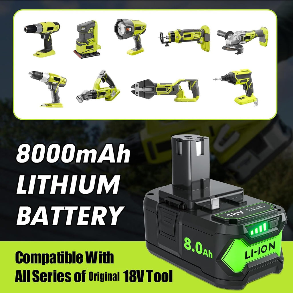 Bonadget Upgrated 144000mWh Replacement for Ryobi 18V Battery 2Pack