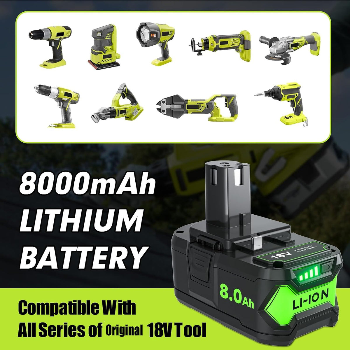Bonadget Upgrated 144000mWh Replacement for Ryobi 18V Battery 2Pack