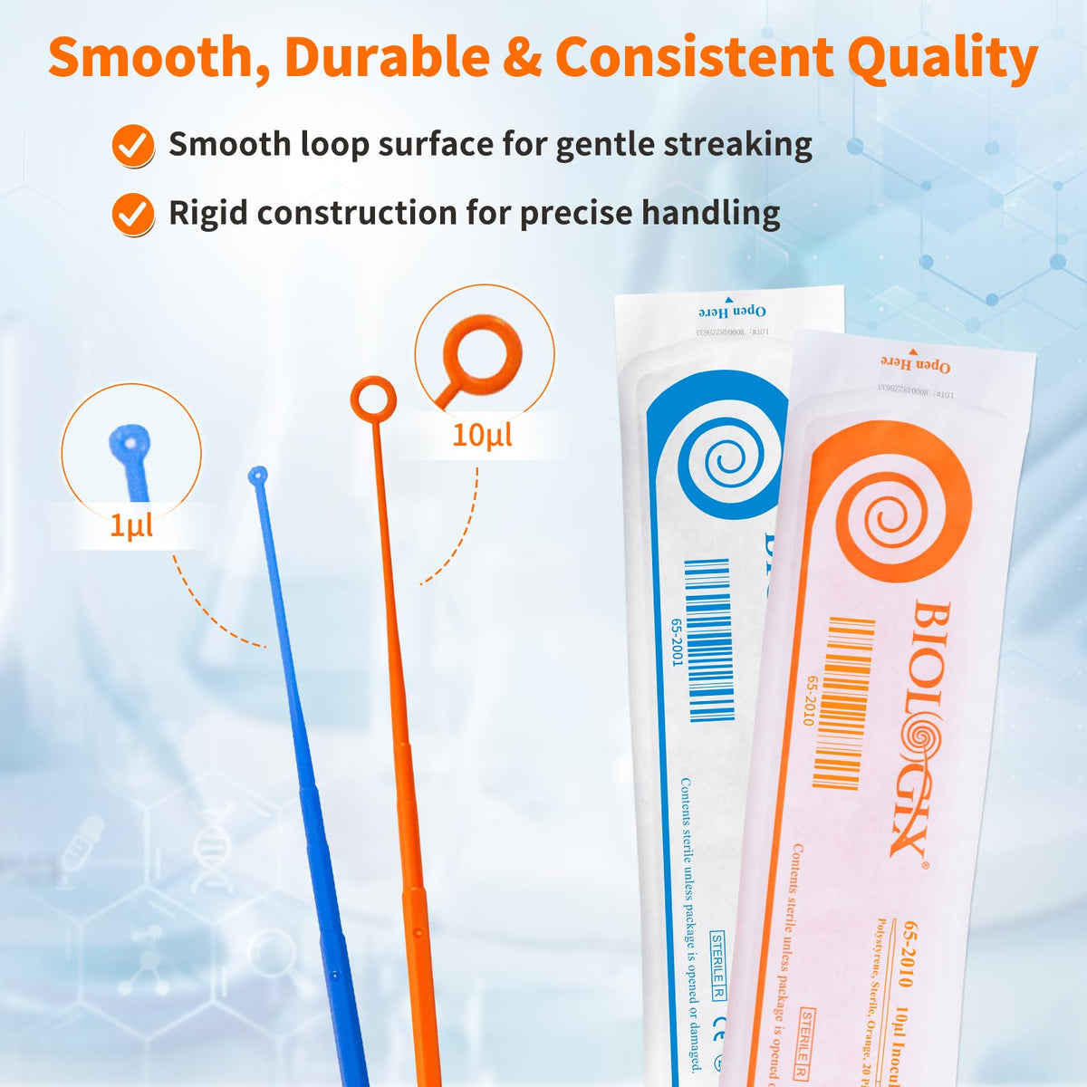 10ul Disposable Inoculating Loop, Plastic, 20/Bag, 1000PCS Total