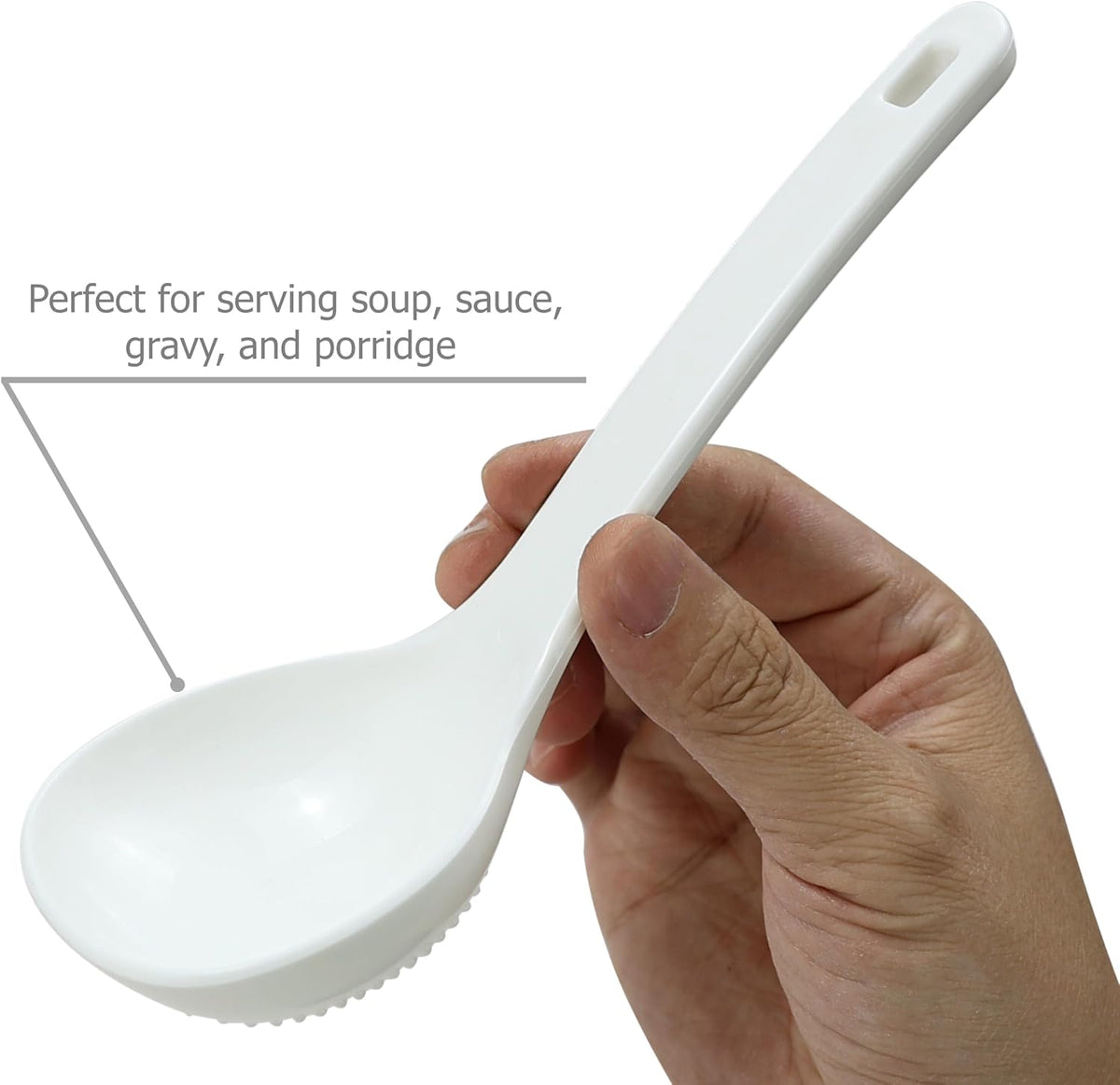 2 Pack Plastic Soup Ladle Serving Spoon, 7.5 inch Long | For Serving, Cooking, Mixing Gravy Stews Noodles Rice Soup