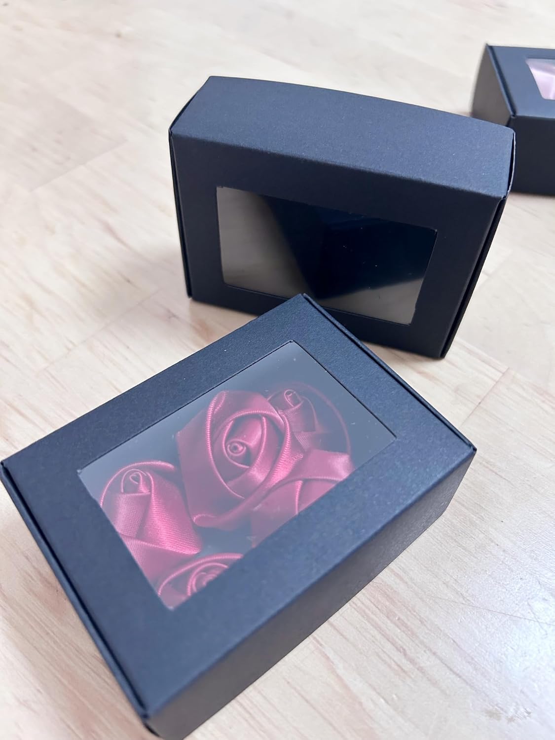 3.3 x 2.4 x 1.2 Inch Kraft Paper Boxes with Window 30pcs Soap Packaging Gift boxes with Window(Black)