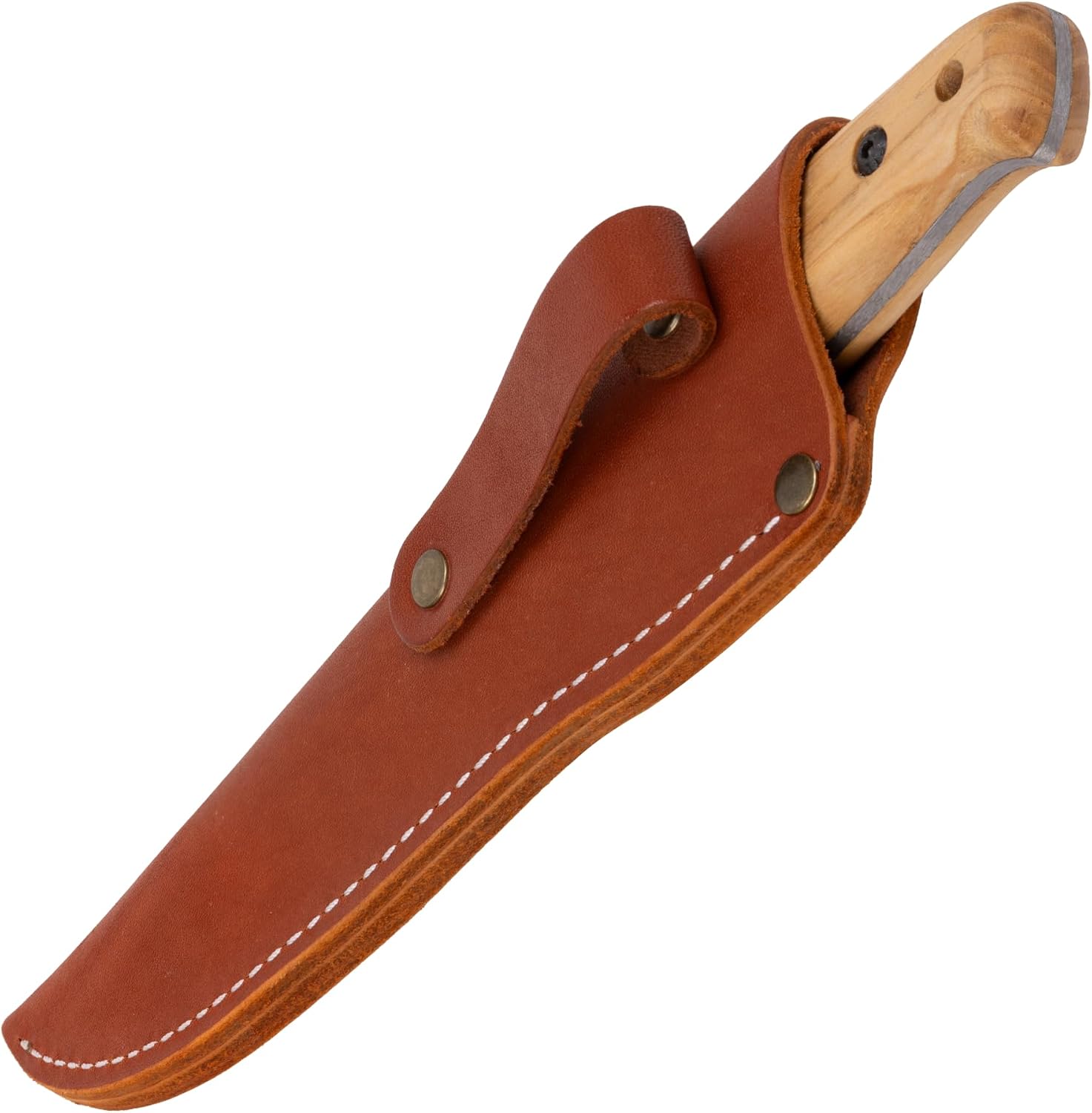 Adventurer Basic - Fixed-Blade Carbon Steel Bushcraft Knife with Leather Sheath - Camping Knives - Outdoor Full Tang