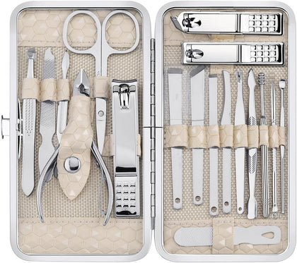 Nail Clippers Set for Men and Womens Gift Manicure Set 18 Pieces Stainless Steel Manicure Kit,Nail Care Tools with