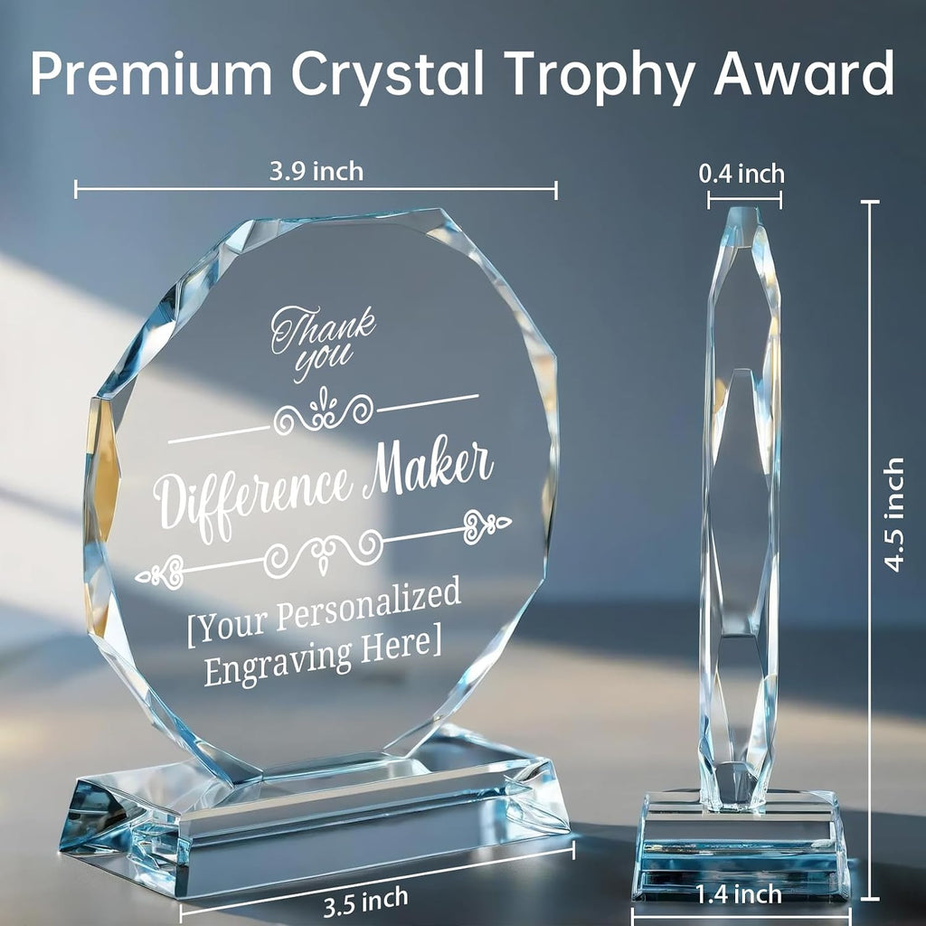 Personalized Crystal Trophy Award – Custom Awards and Trophies for Employees, Coworkers, Boss – Retirement, Farewell