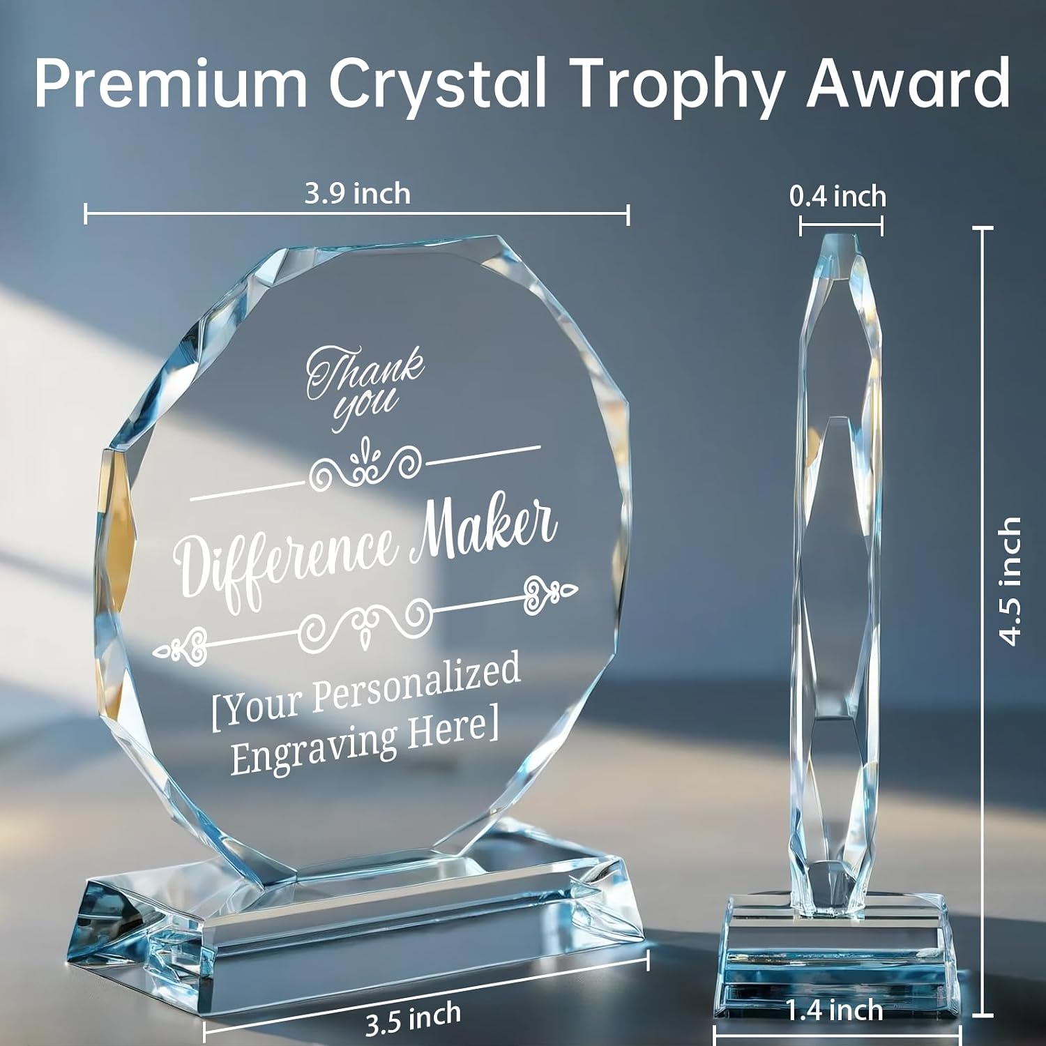 Personalized Crystal Trophy Award – Custom Awards and Trophies for Employees, Coworkers, Boss – Retirement, Farewell