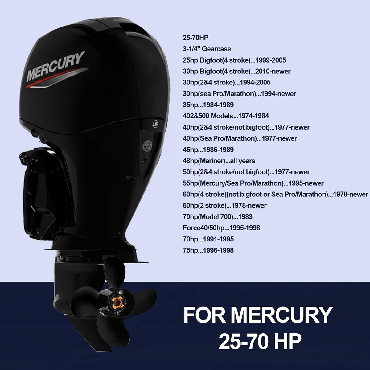Boat Propeller for Mercury 30hp-60hp13 Spline 4 Blades RH
