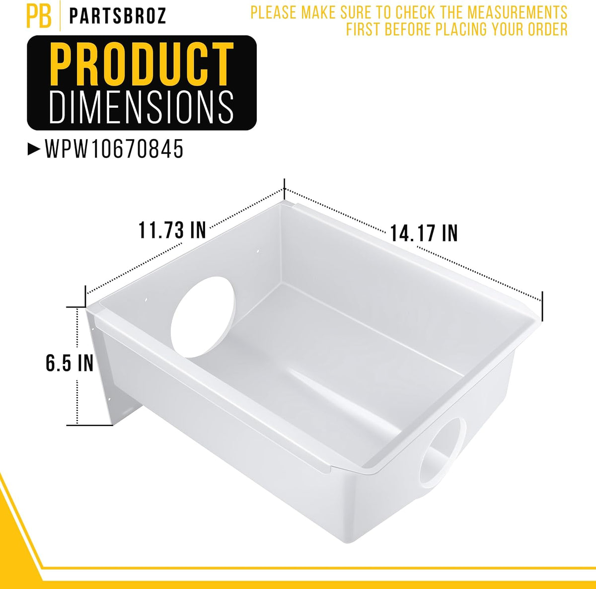 PartsBroz Ice Bucket for Whirlpool ED5FVGXWS07 Freezer Tray for Ice Maker Bin Replacement Refrigerator Ice Cube Container