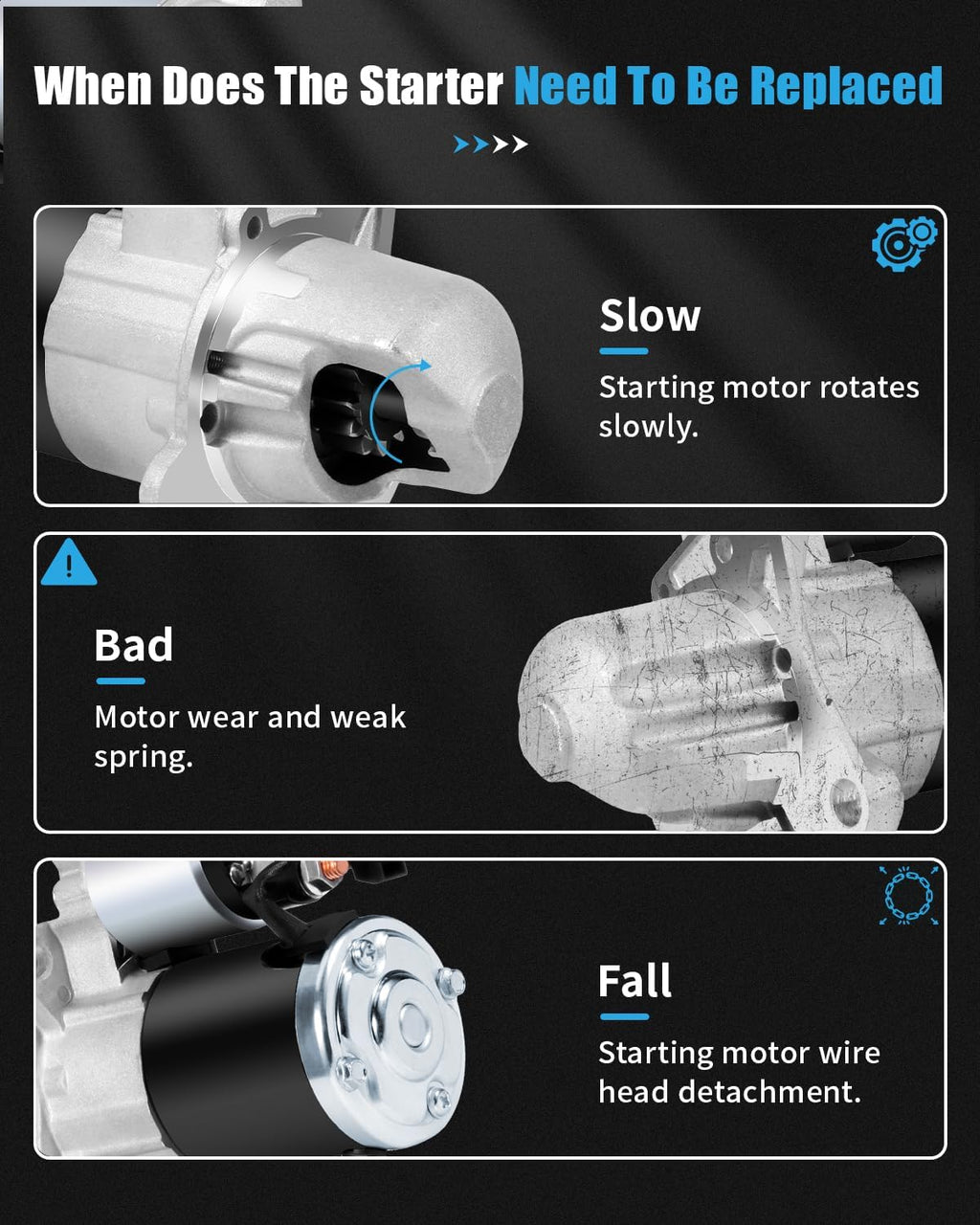 Starter Motor for Chevy Traverse 09-17, GMC Acadia 07-16, Buick Enclave Lacrosse, Cadillac SRX XTS STS, Impala 12-20, Pontiac Saturn Suzuki 3.0L 3.6L V6 Engine OE#: 12645298