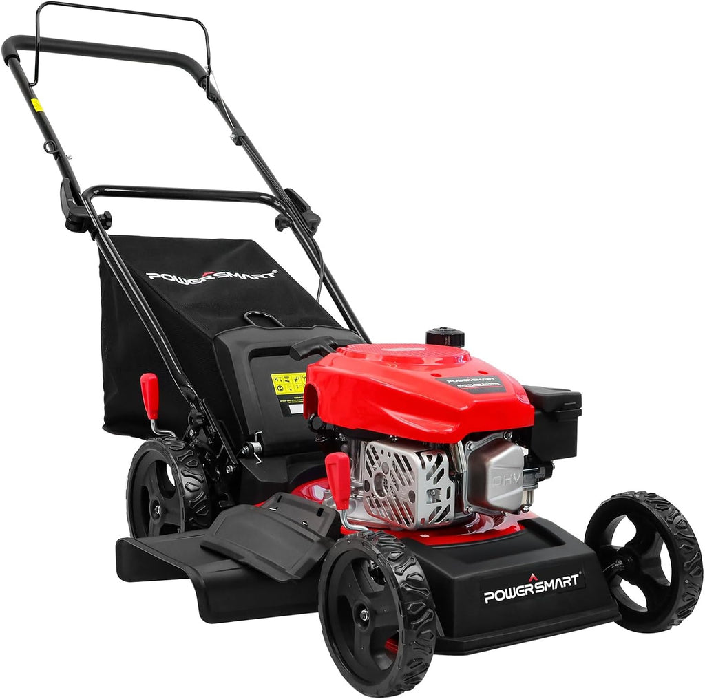 EasyCut 18-Inch 144cc Push Gas Lawn Mower, 3-in-1 Mulch/Bag/Side Discharge, Steel Deck, 6 Height Adjustment
