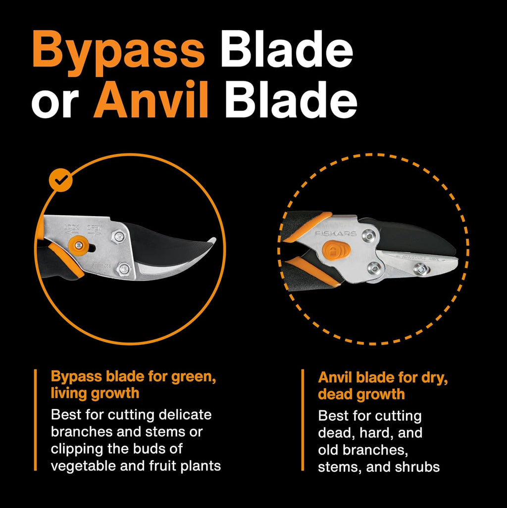 Bypass Pruning Shears, 5/8" Cut Capacity Gardening Scissors, Self-Cleaning Sap Groove Prevents Sticking, Non-Slip