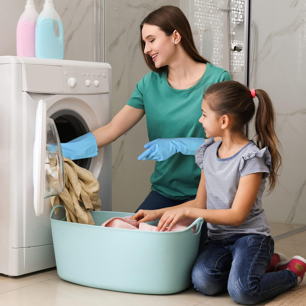 Rubber Cleaning Gloves - 3 Pairs Latex Free Kitchen Cleaning Gloves with Cotton Liner- Household Dishwashing Gloves