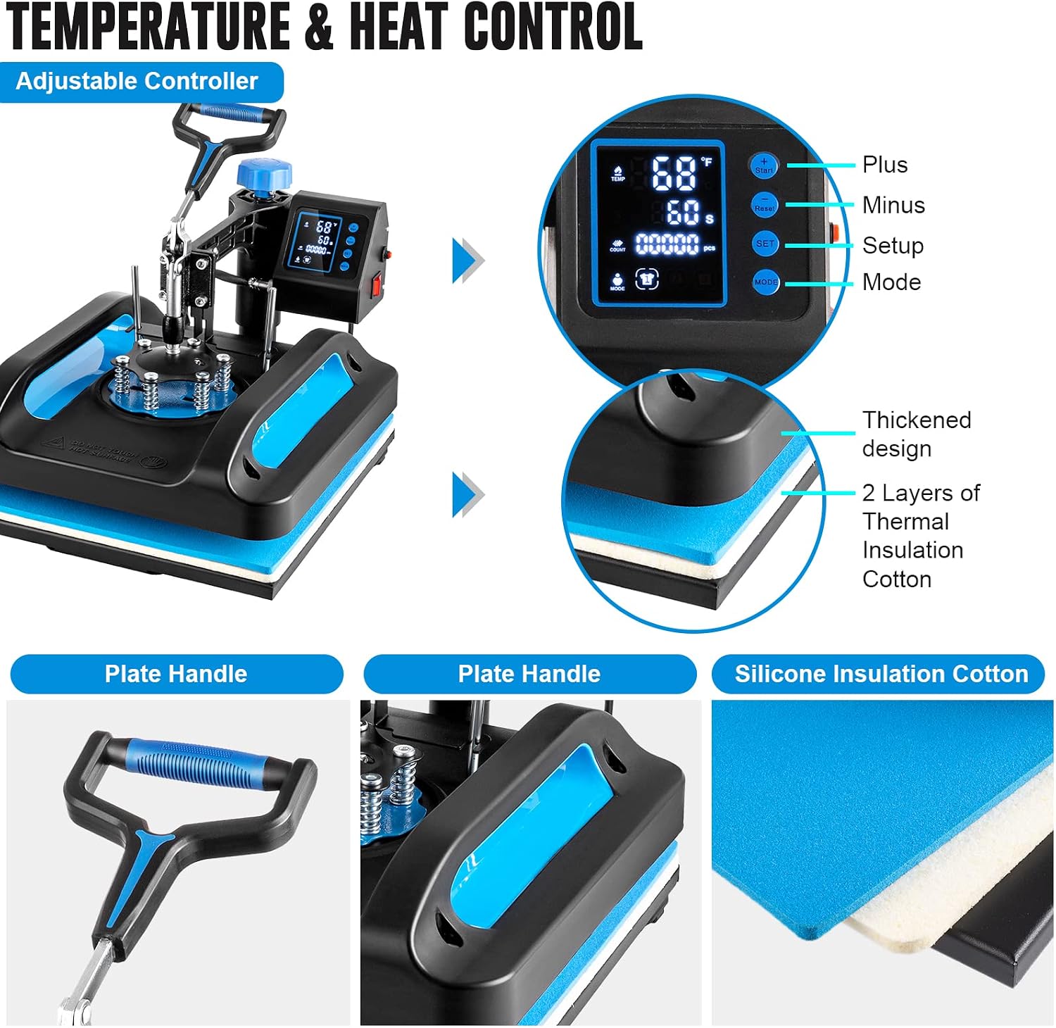 Pro Heat Press 15x15 Inch, 8 in 1 Heat Press Machine with 30 OZ Tumbler Press, Swing Away T Shirt Pressing Machine